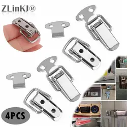 4pcs/2pcs Stainless Steel Cabinet Boxes Spring Loaded Latch Catch Toggle Clamp Hasp Mini Lock For Chest Box Gift Suitcase Case