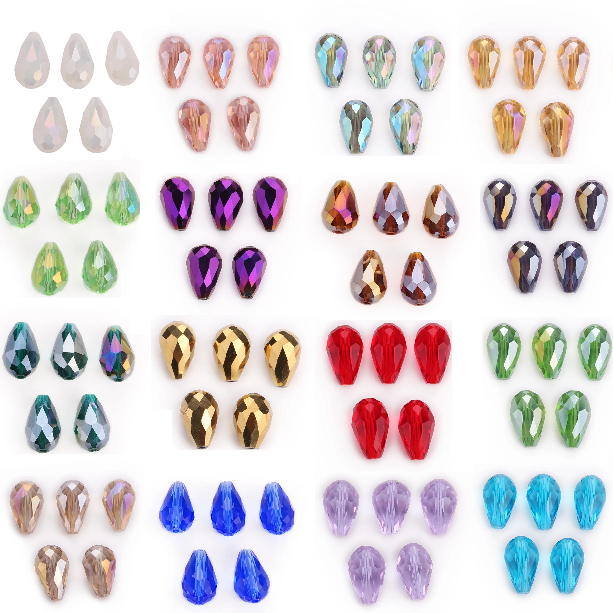 10Pcs 10x15mm DIY Loose Beads Faceted Crafts Glass Crystal Teardrop Jewelry Making Spacer bead Findings Rondelle