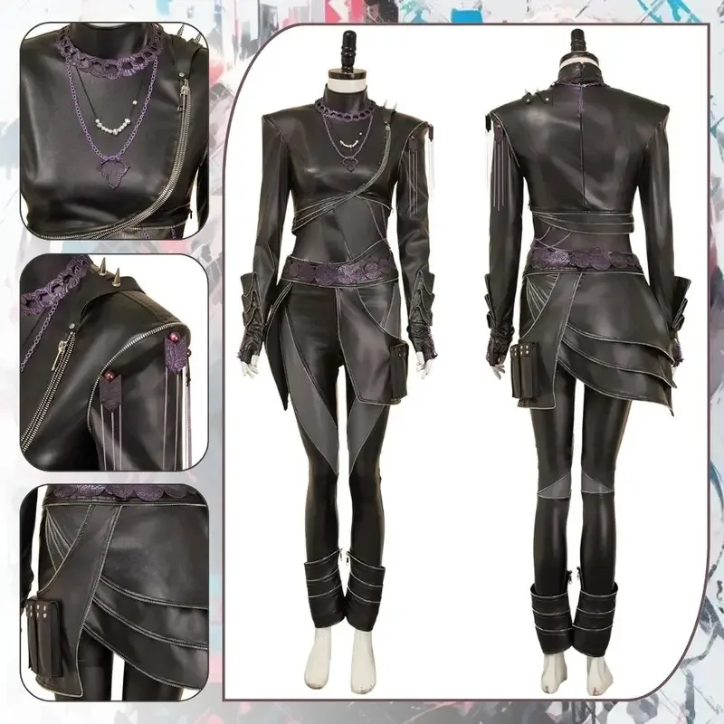 

Rumi Kpop Demon Hunters Косплей Костюм охотницы Маскировка Женщины Девушки Кожаный топ Брюки Выступление Хэллоуин Карнавальный костюм goi/6