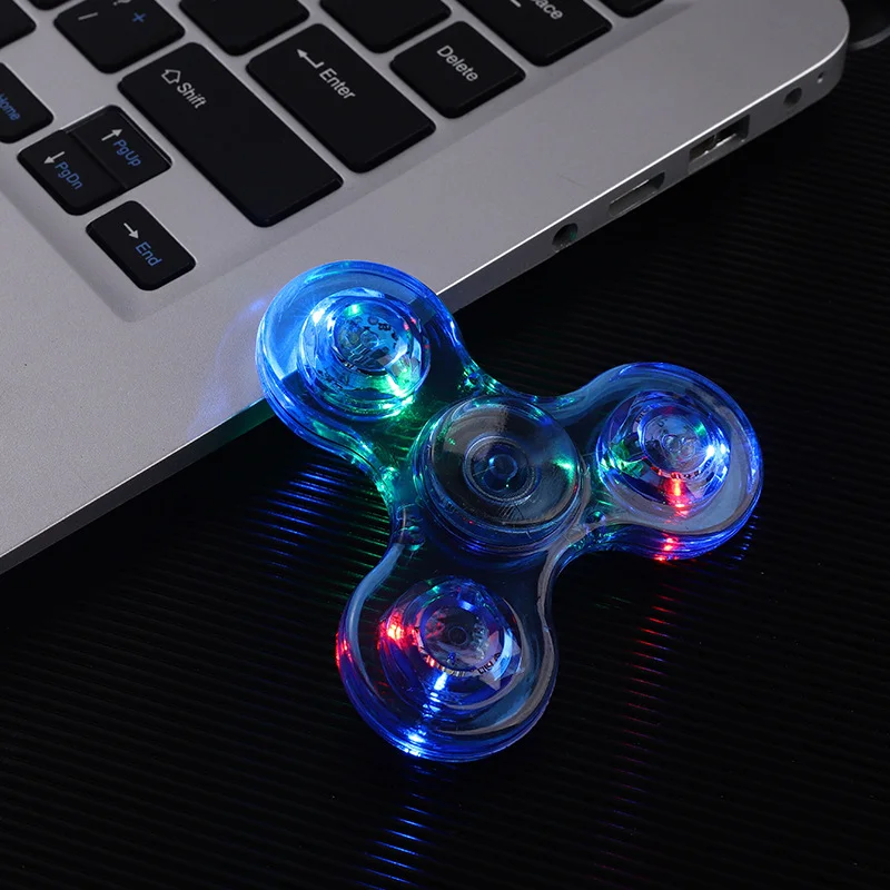 7 Style Illuminated Fingertip Gyro Toys Luminous LED Light Colorful Spinner Hand Top Spinners Finger Stress Relief Toys