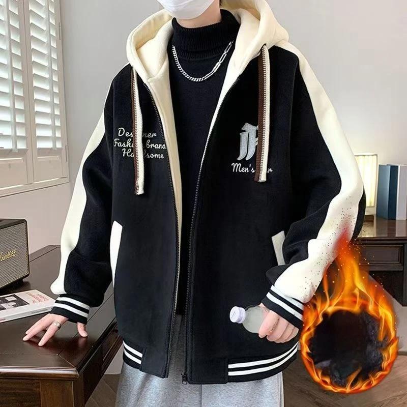 

2025 Новая модная куртка для мальчиков-подростков с хлопковой подкладкой, бейсбольное пальто, уличная одежда, толстовка с капюшоном в стиле хип-хоп, верхняя одежда, зимняя одежда