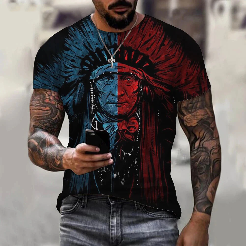 Summer Indians 3D Print T-Shirts Streetwear Men Women Fashion Oversized Short Sleeve T Shirt O-Neck Kids Tees Tops Clothing