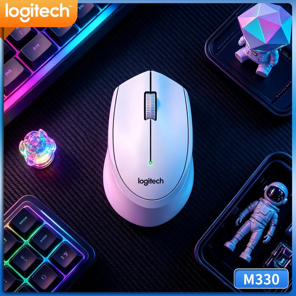 Logitech M330 Silent Wireless Mouse 2.4Ghz USB Receiver Quiet Clicks Extended For Home Office PC Laptop Study Desk Reading Nook
