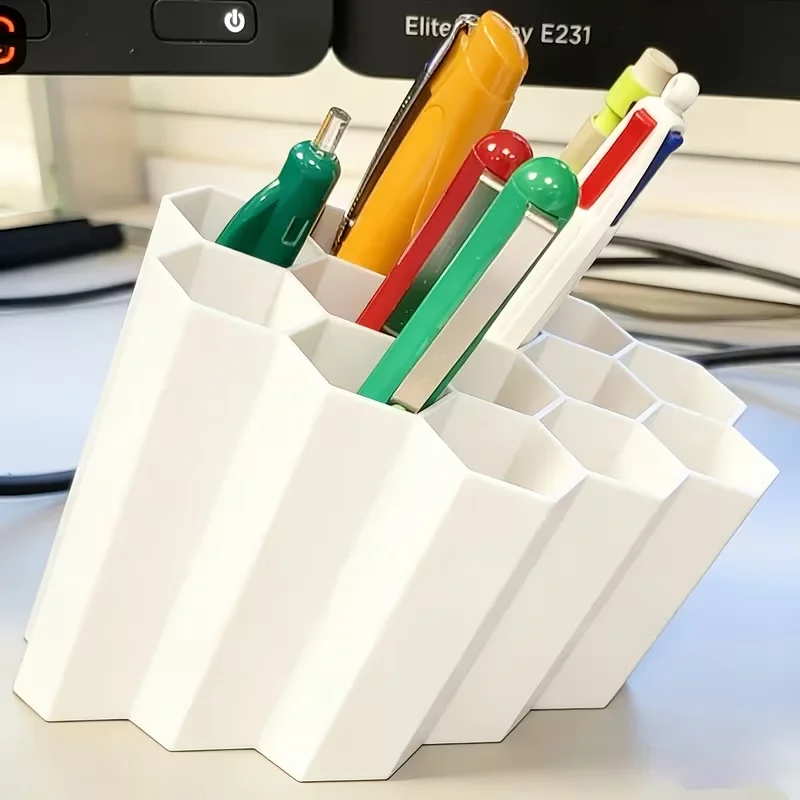 Creative Honeycomb Multi-Compartment Pen Holder Multi-Layer Desktop Stationery Organizer Office Storage Rack for Pens Pencils An