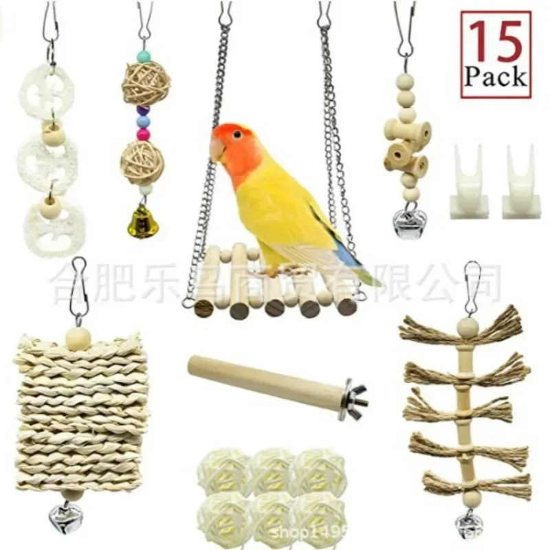 

15 PCs Parrot Toy Supplies Bird Log Color Set 15-Piece Non-Dyed Healthy and Environmentally Friendly