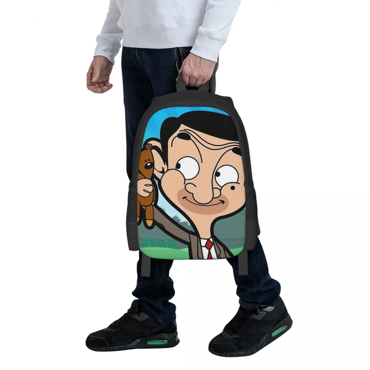 

Mr. Bean Cartoon Student Backpack School Bag Hiking Travel Daypack for Boys Girls Fashion Bookbag Shoulder Bags