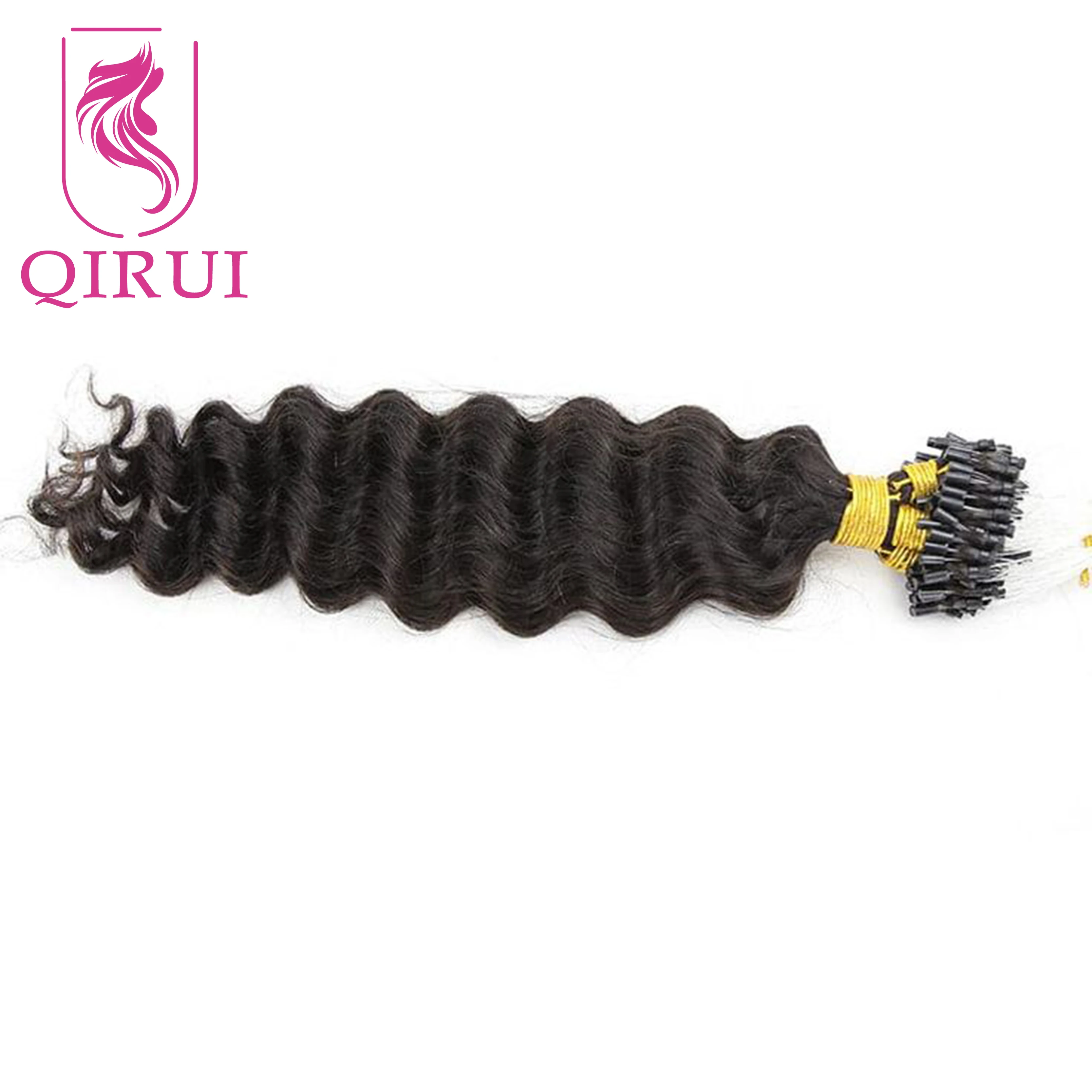 Deep Wave Microlinks Hair Extensions Double Drawn Burmese Micro Loop Ring Human Hair Extensions Curly For Black Women