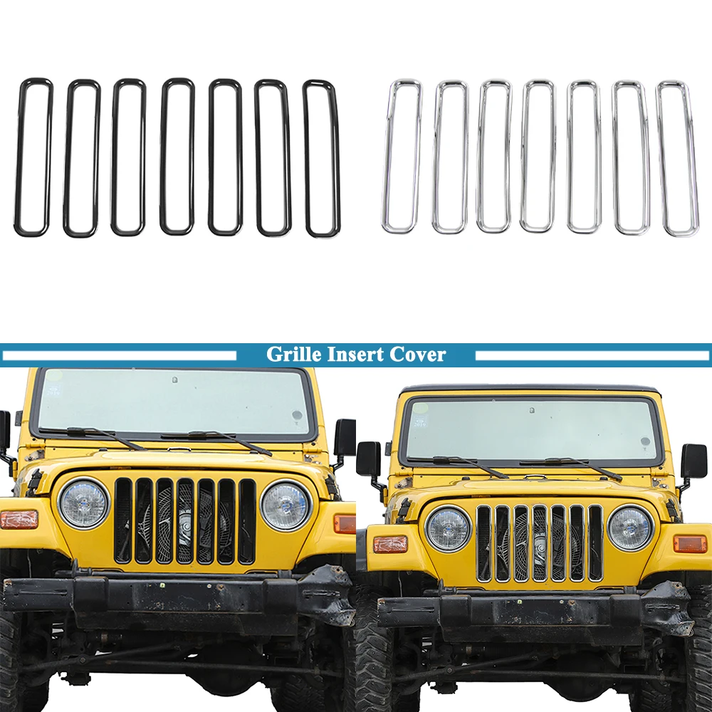 

Car Front Grill Guard Grille Insert Cover Decoration Trim Frame Protector for Jeep TJ Wrangler 1997-2006 Exterior Accessories