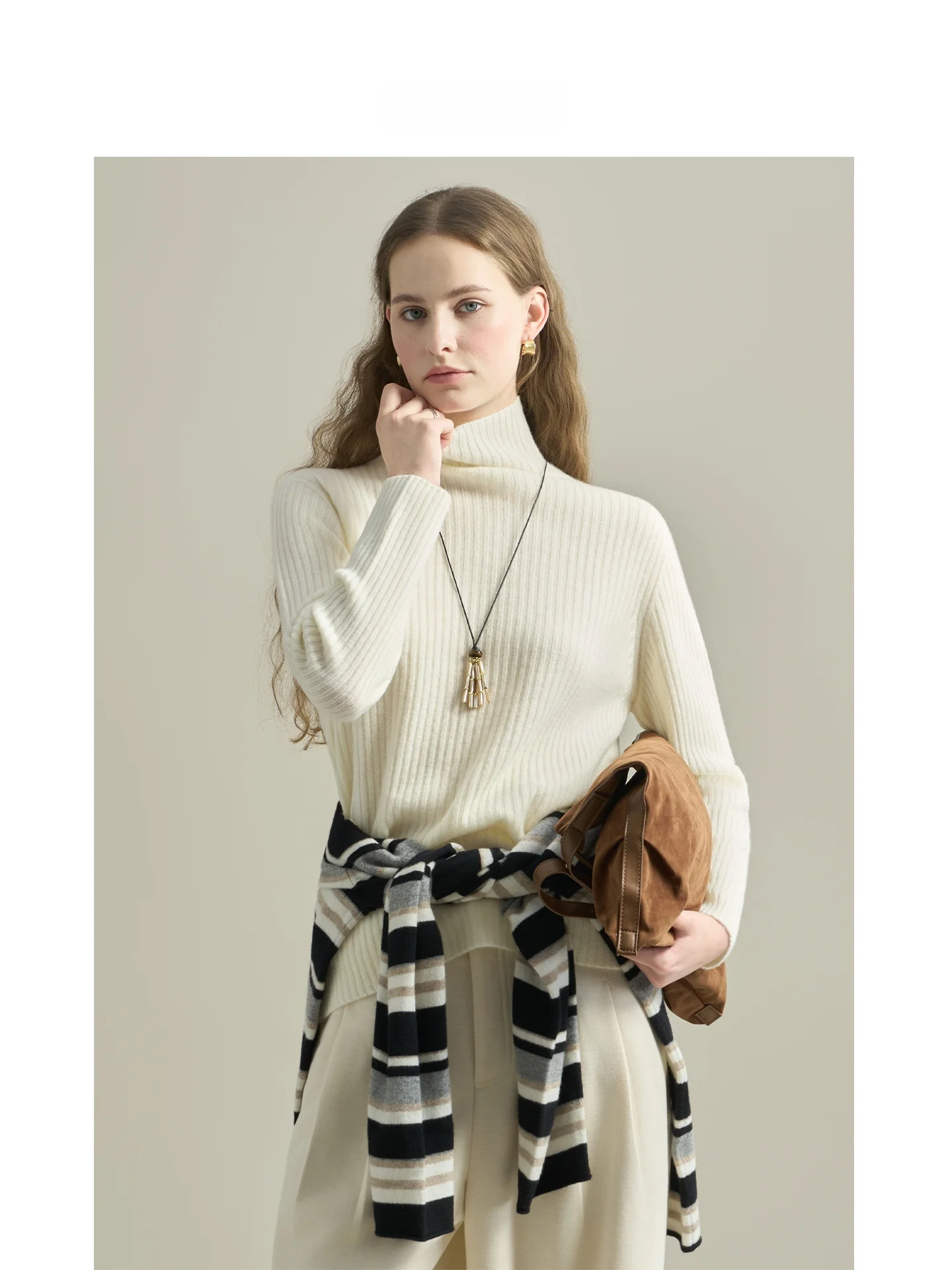 

LIMONN 00 Wool High Ne Knitwear Women's Loose Lazy Feel Base Layer Sweater Warm Top Autumn Winter Faion Casual Sle