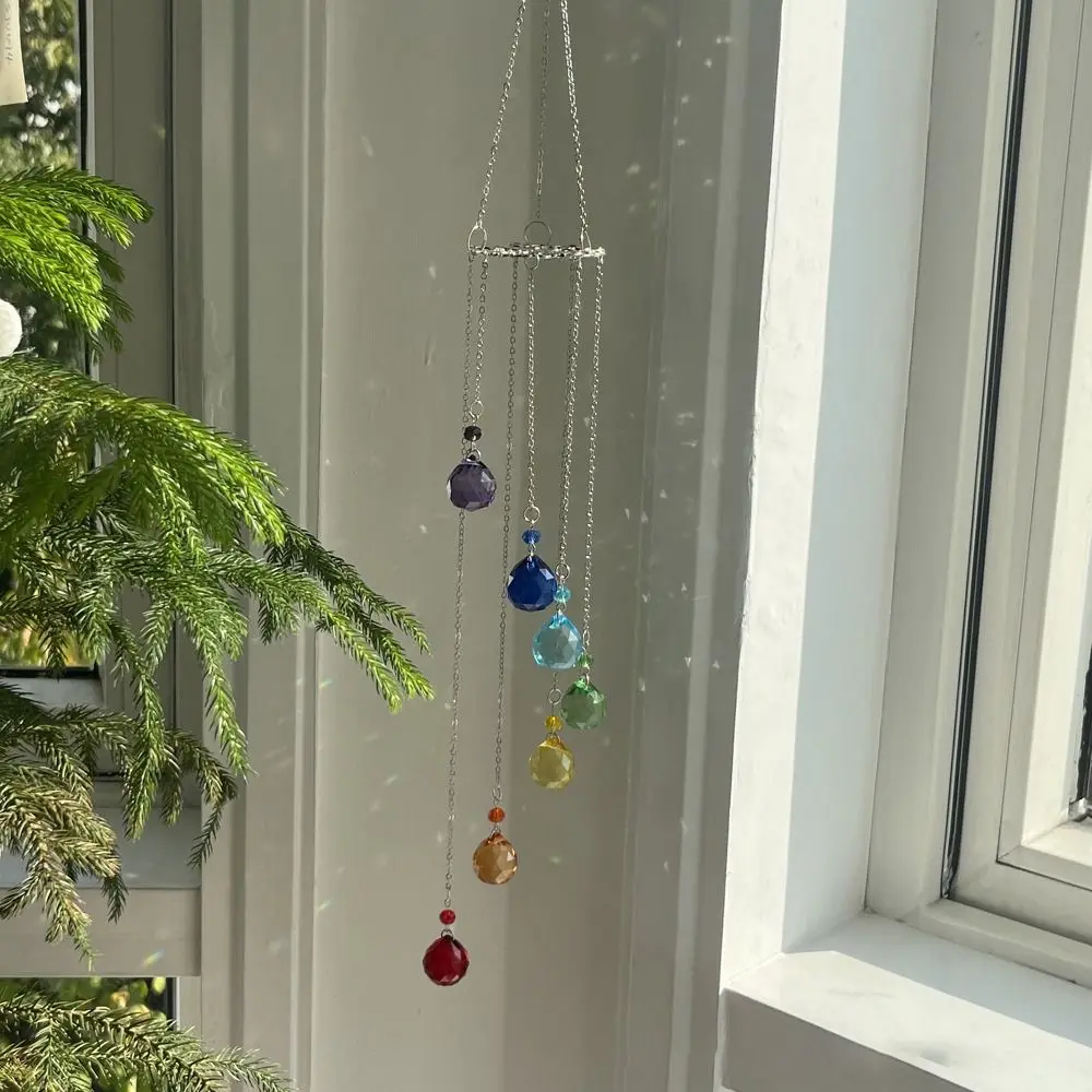 

2025 AB Color Sun Catcher Crystal Stained Glass Rainbow Maker Pendant Seven Colors Wind Chimes