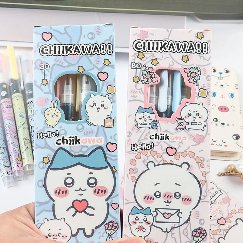 Anime Chiikawa Quick-Drying Liquid Pen Large Capacity Black Office Exam Review Cute Hachiware Usagi Direct Pen for Students