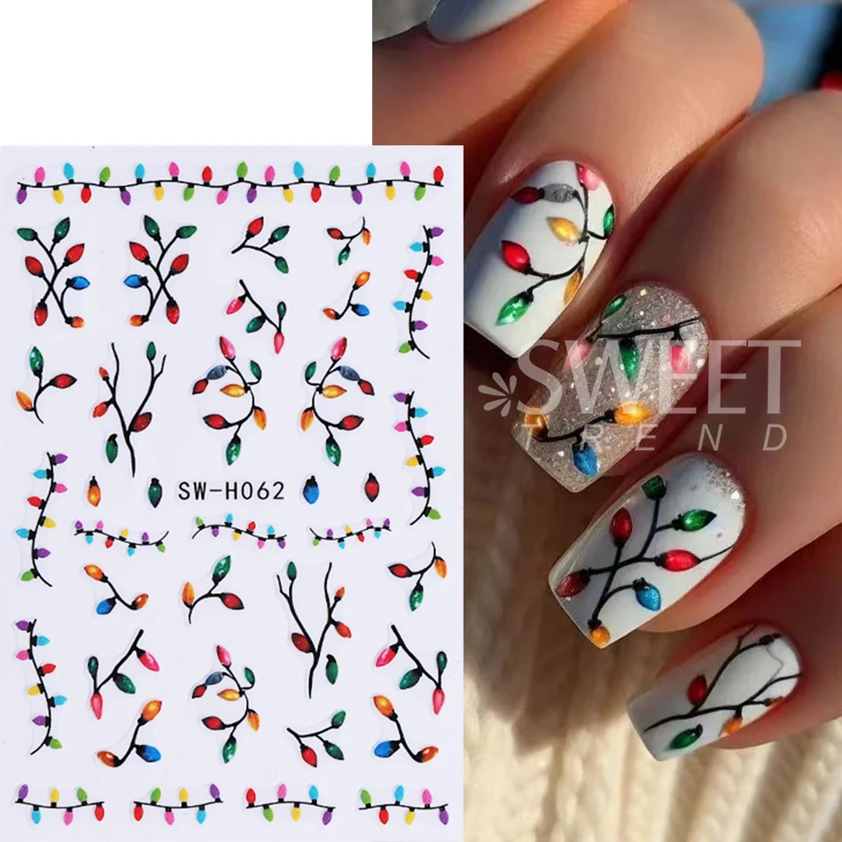 3 قطع من ملصقات أظافر عيد الميلاد المتوهجة في الظلام، ملصقات أظافر ملونة لعيد الميلاد الخفيفة على شكل نجمة شجرة عيد الميلاد لتزيين الأظافر بنفسك