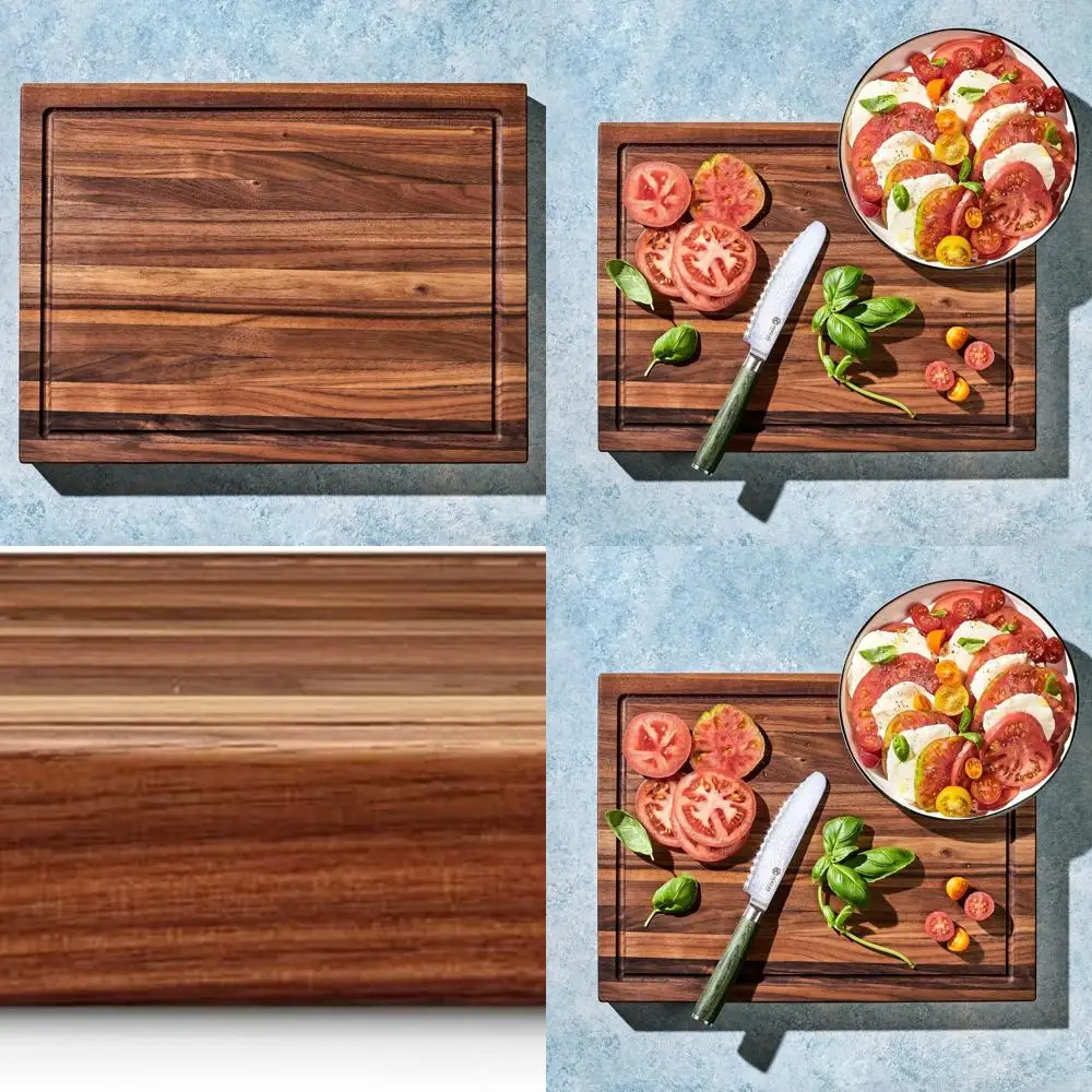 

Durable Double-Sided Walnut Cutting Board with Juice Groove & Handles, 11.75x15.75 - Ideal for Chopping, Carving & Serving