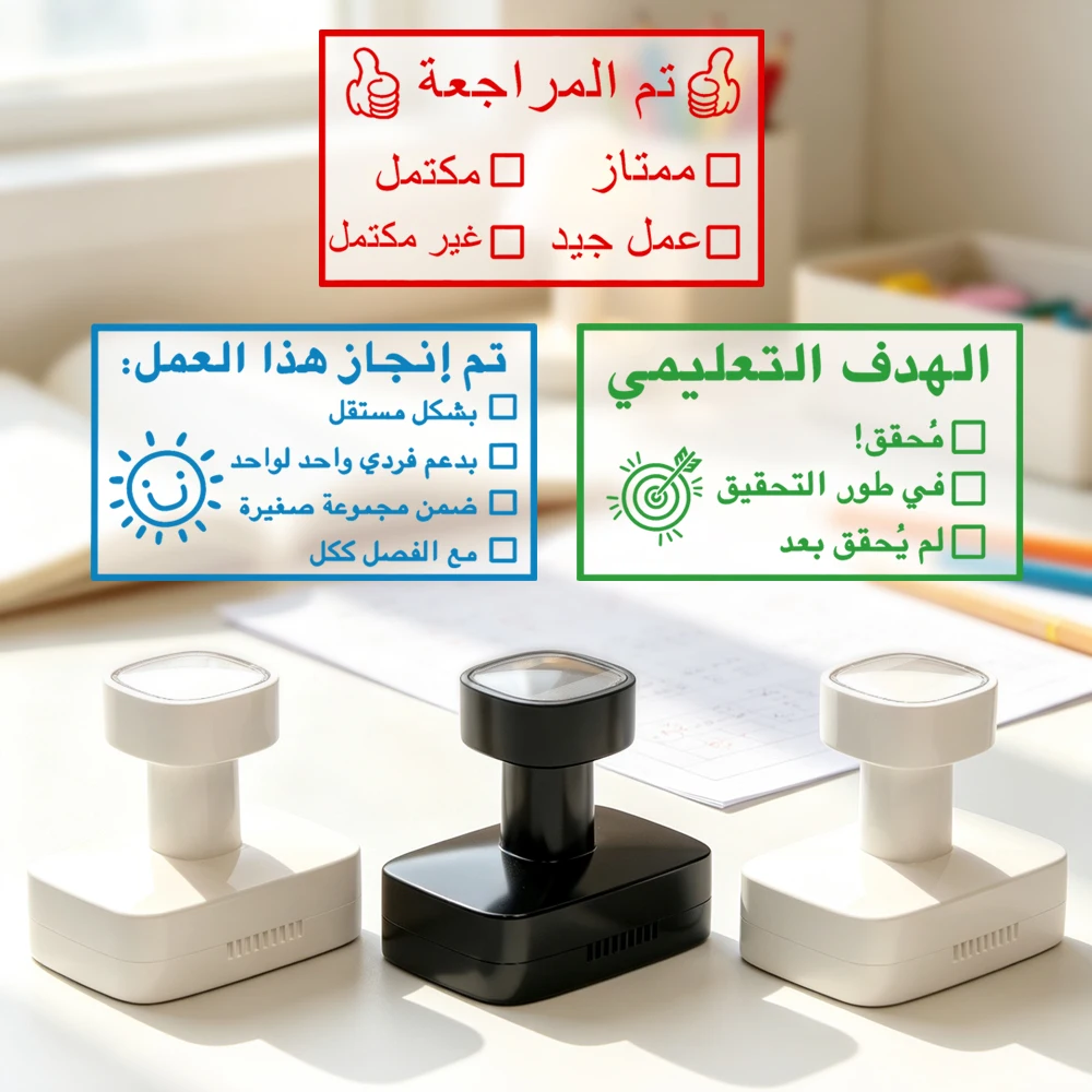 Arabic Teachers Grading Grading Stamp Learning Objectives Self-assessment Corrected Homework Feedback Completion and Evaluation