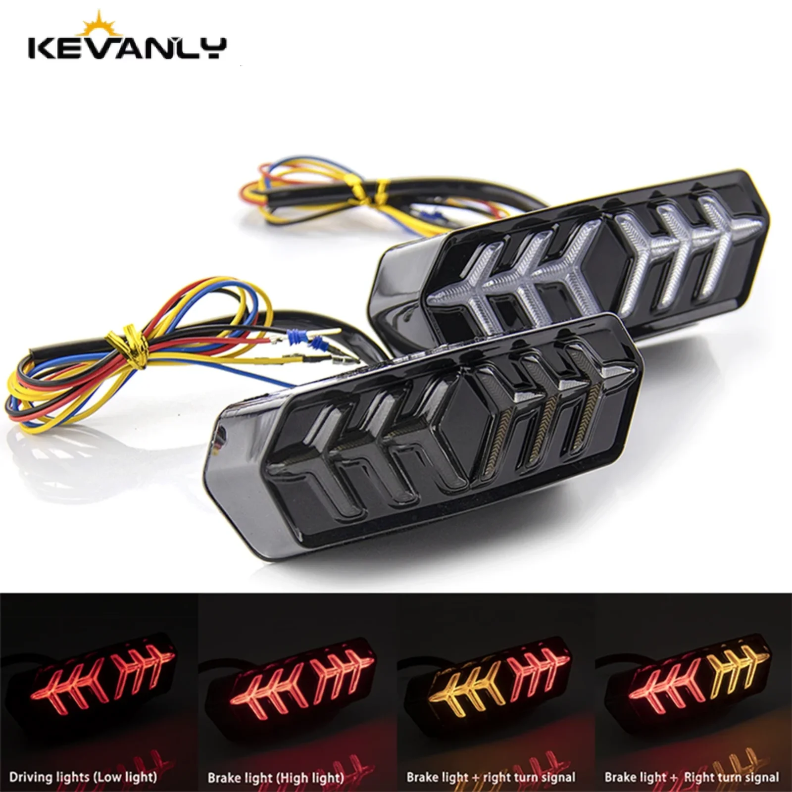 

1pcs Motorcycle Brake Tail Light Turn Signals LED Fish Bone Style Parking Warning Lights Highlight Brake Lamp Driving Lights