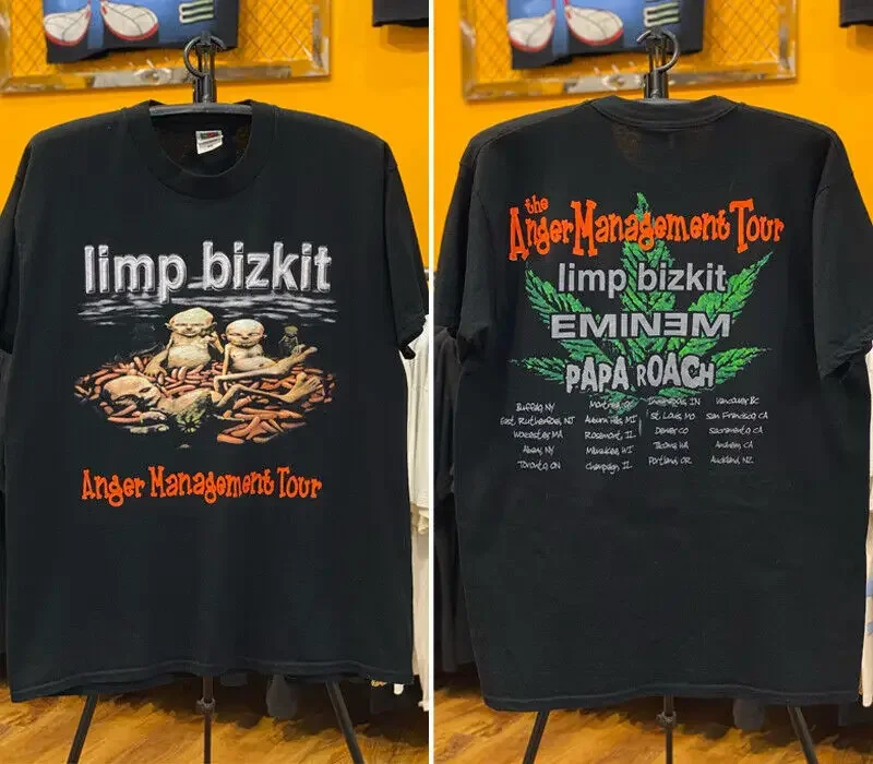 Limp Bizkit 00\' The Anger Management Tour 2 sided basic black T shirt NH7804 long or short sleeves