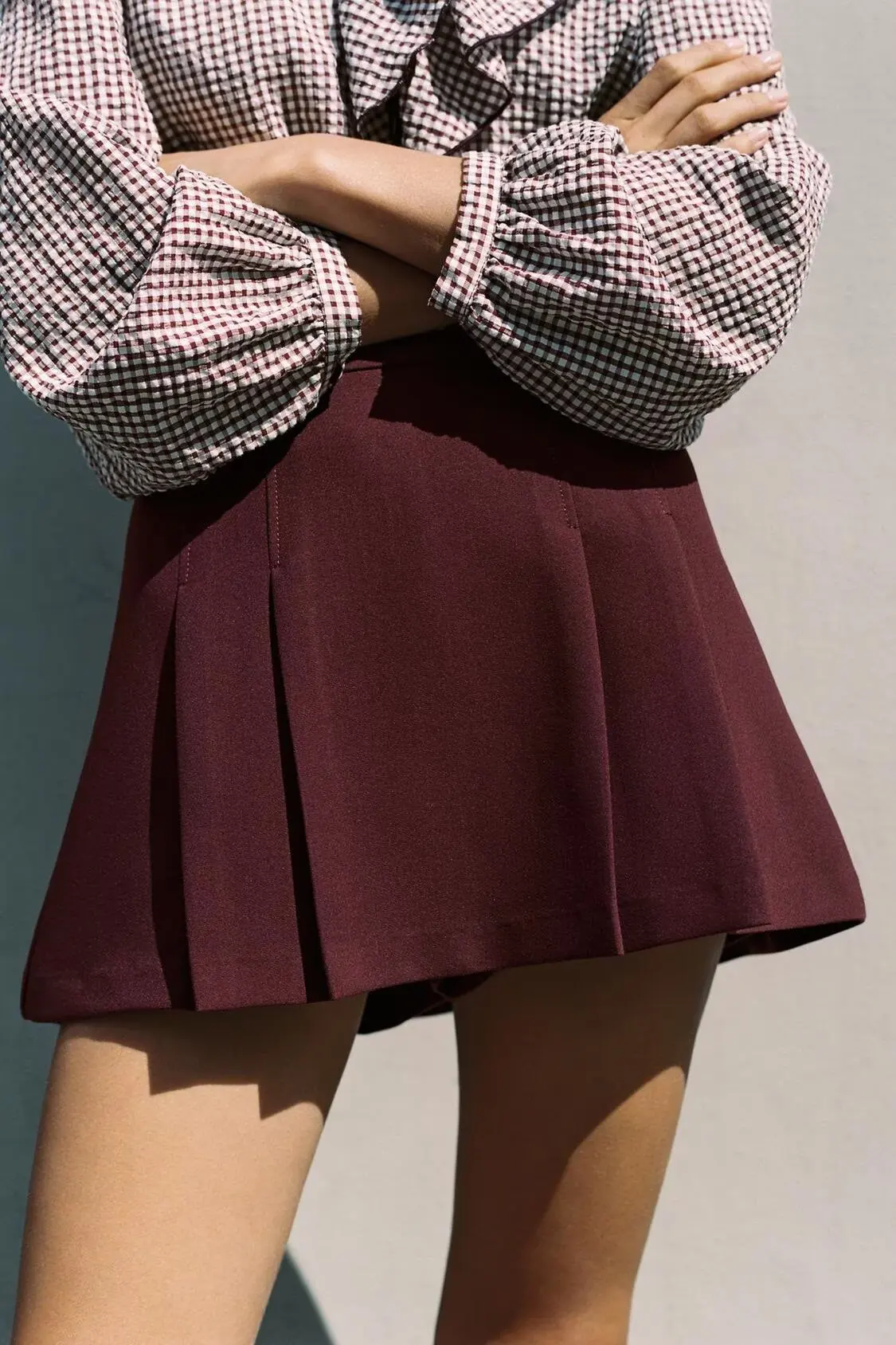 BB6832 ZA25 Jesienna Nowa Kolekcja Damska, Modna, Casualowa, Uniwersalna Spódnica Mini z Wysokim Stanem w Kształcie Litery A, Spodnie-Spódnica z Dekoracyjnymi Falbanami 1478525