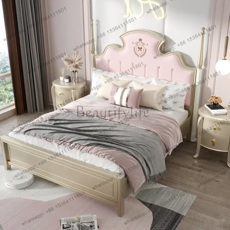 European Loft Massage Bed Wooden Girls Modern Headboards Bed Bedroom Luxury Princess Sleeping Letto Matrimoniale Home Furniture