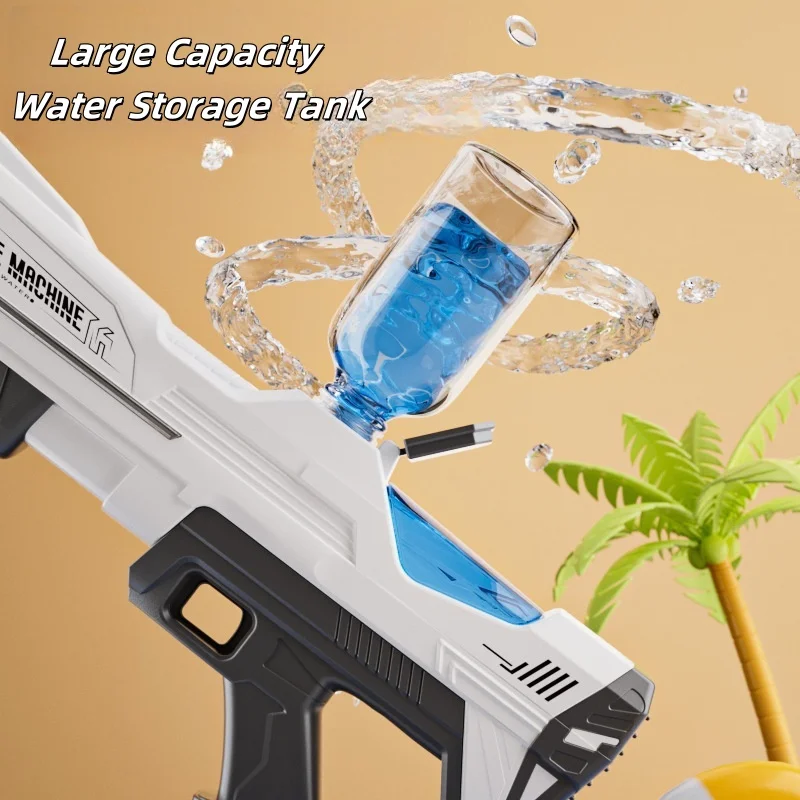 مسدس مياه كهربائي عالي السعة مسدس مياه أوتوماتيكي بالكامل مصباح LED مضيء للصيف في الهواء الطلق لعبة اللعب على الشاطئ هدية #4