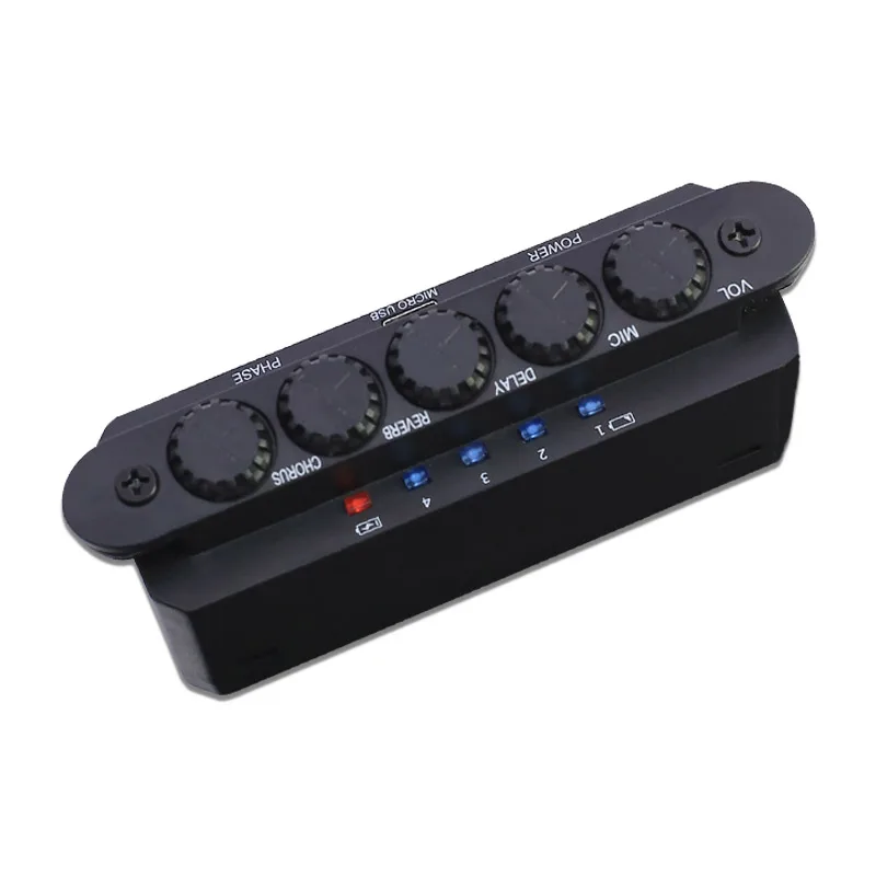 SKYSONIC R2 Acoustic Guitar Resonance Pickup with Magnetic Volume/ Mic Volume/ Delay/ Reverb/ Chorus Controls Phase Switch