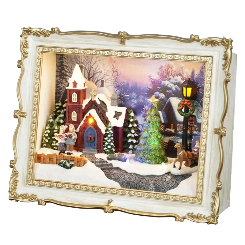 Music Box with Rotating Christmas Tree and Street View for Christmas Decoration and Birthday Gift