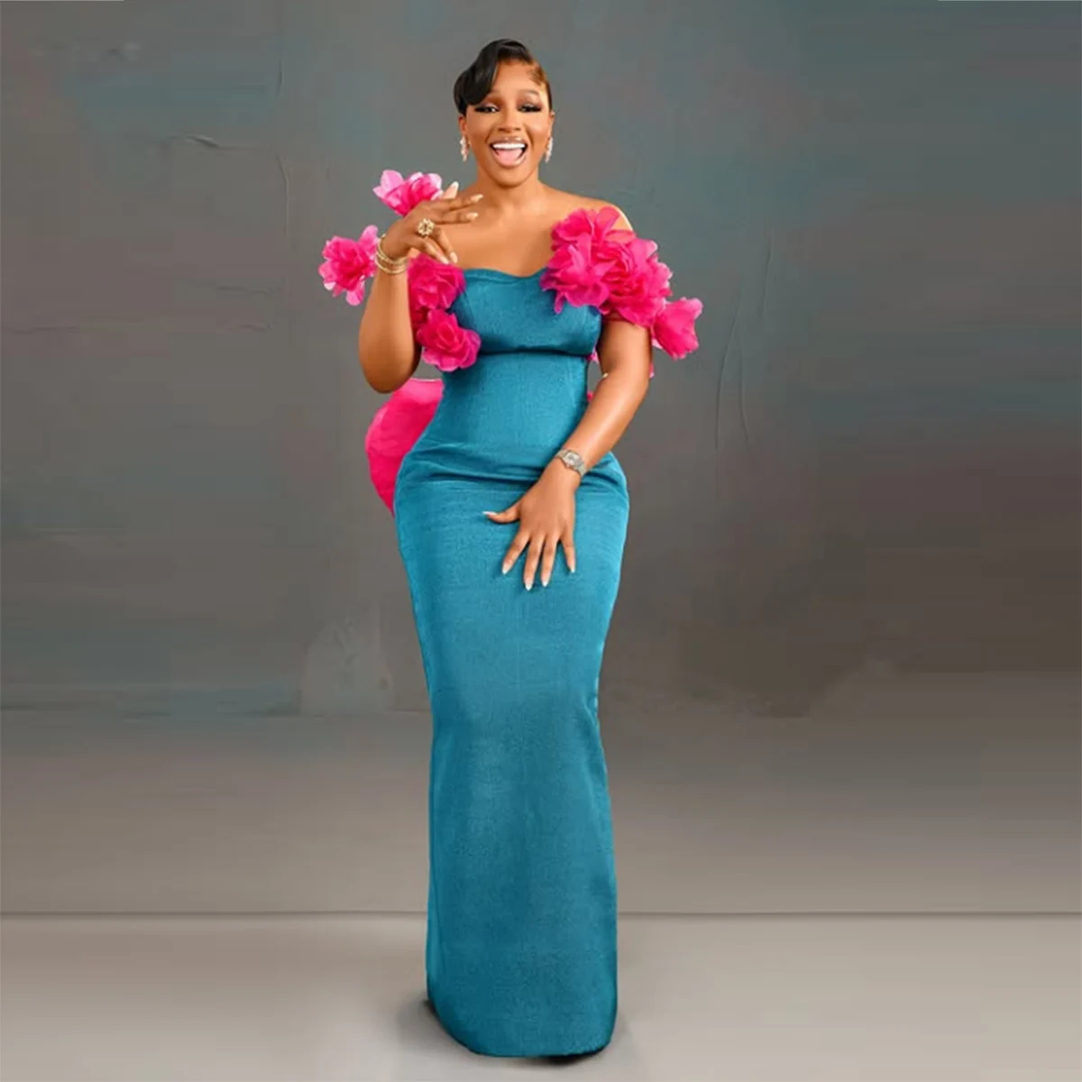 Aso Ebi Blue Satin … - image