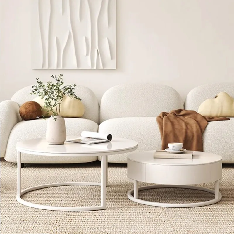 

White Bedroom Coffee Tables Nordic Floor Round Living Room Center Coffee Tables Mobile Table Basse Pour Salon Home Furnitures