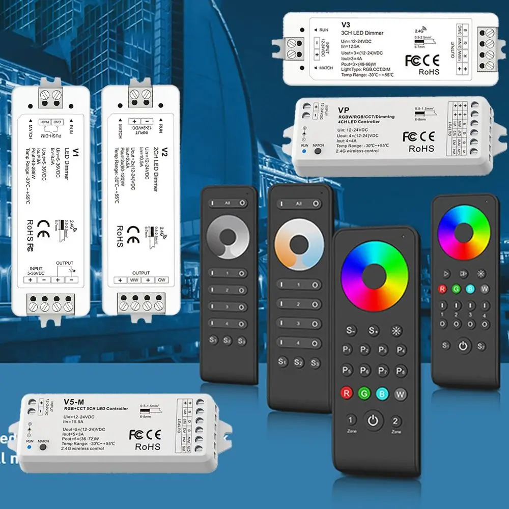 

Professional Constant Voltage LED Controller DC12-24V RF2.4GHz Light Strip Driver DIM/CCD/RGB PWM LED Strip Dimm Home