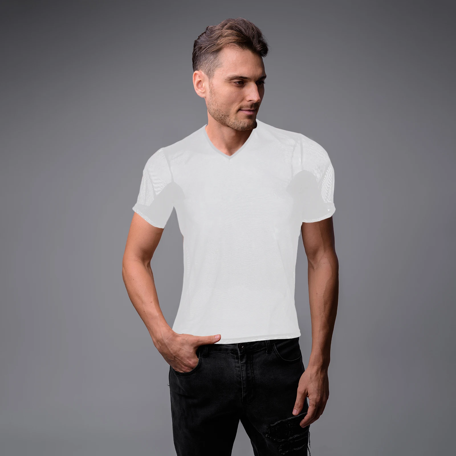 

Underarm Sweat-absorbent Vest Men Undershirt White M Short Sleeve T-shirt Breathable Pads Sports Sweat Proof Shirts