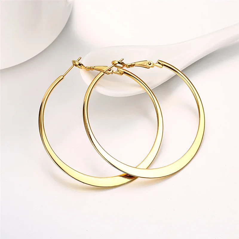 Big Hoop Earrings For Girlfriend Rose Gold Color Black Color Stainless Steel Gold Color Earrings For Women 3 4 5 6 Cm Diameter