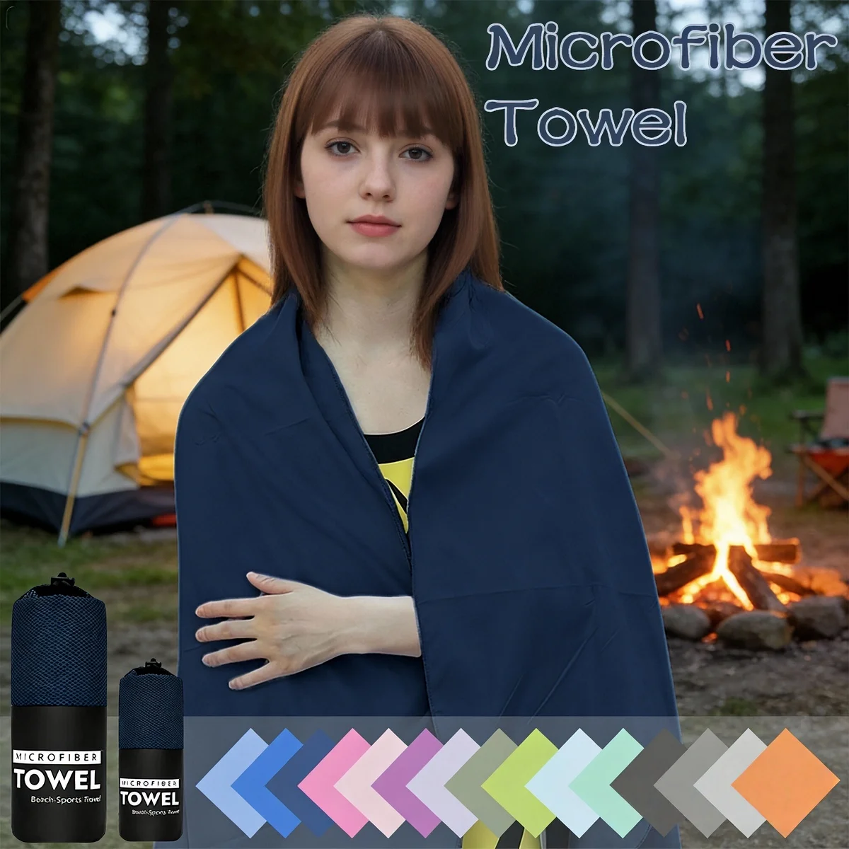 

3 полотенца из микрофибры, 2 сетчатых сумки-органайзера, набор из 5 предметов, супервпитывающие, быстросохнущие, большие, большие полотенца, маленькая сумка, износостойкая