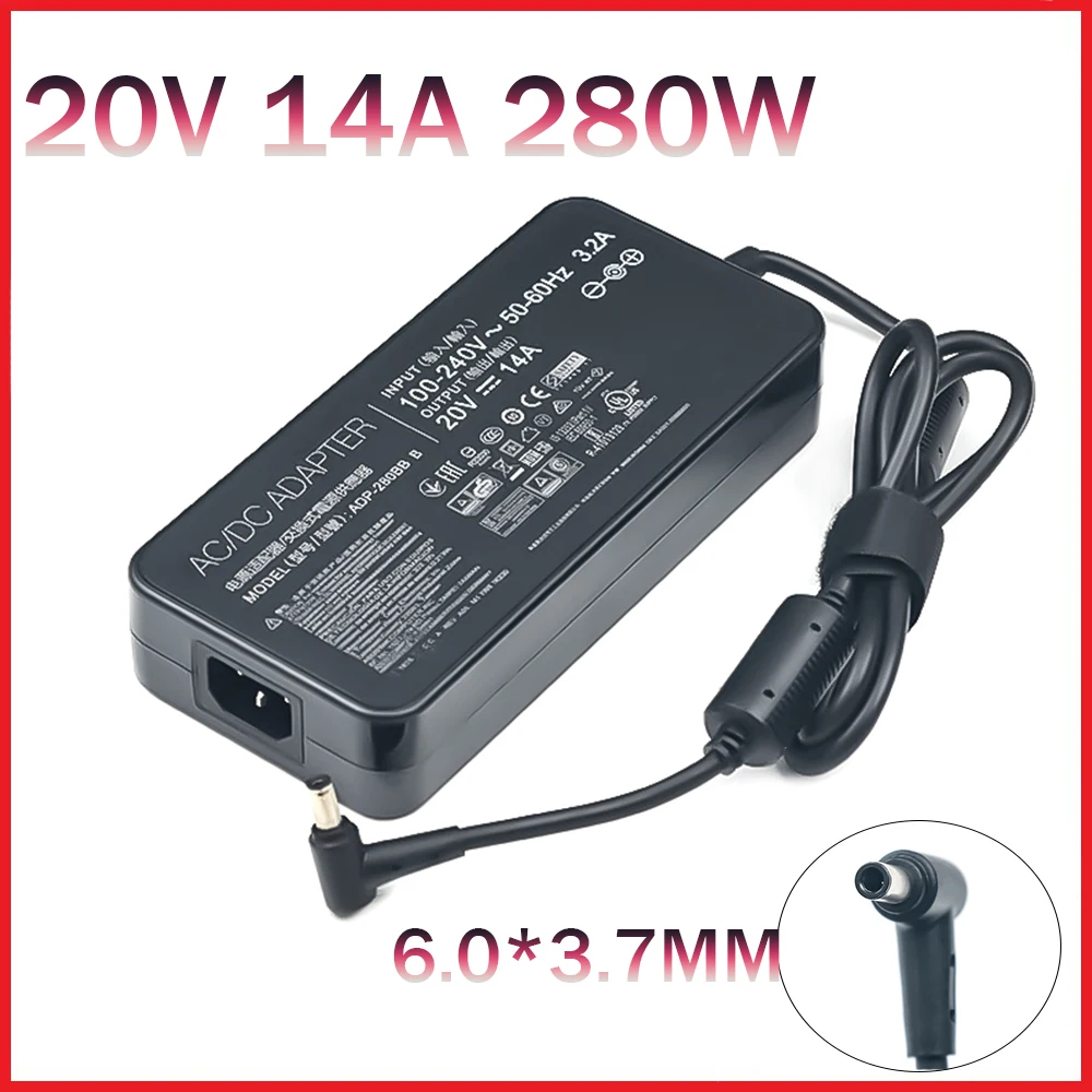 

20V 14A 280W 6.0*3.7MM Charger ADP-280BB B Laptop adapter For ASUS PG35V ROG GX551QS GX551QR GX703HS GX703HR GX703HM G732LWS