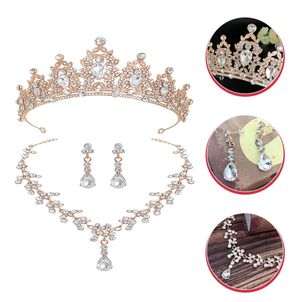 Earrings Wedding Tiaras and Crowns Bridal Jewelry Bride Golden Bride-to-be Crystal