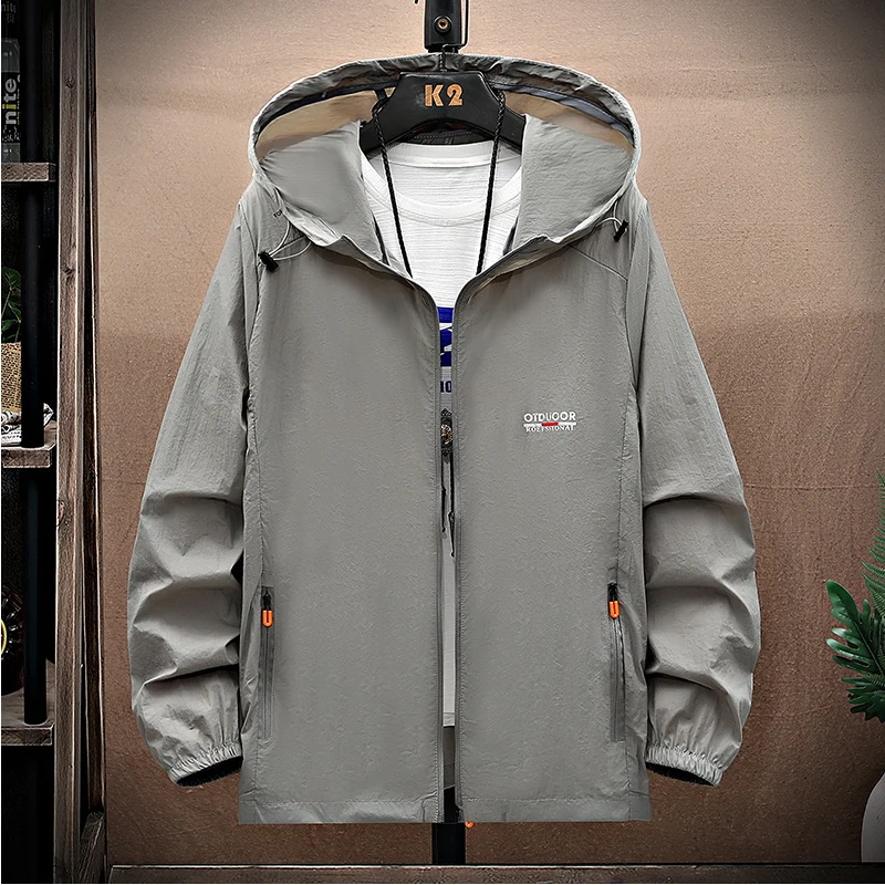 

Мужская летняя тонкая куртка из ледяного шелка с капюшоном, повседневная, для активного отдыха, модная, с защитой от солнца, молодежная, в стиле для рыбалки, городская, ветрозащитная