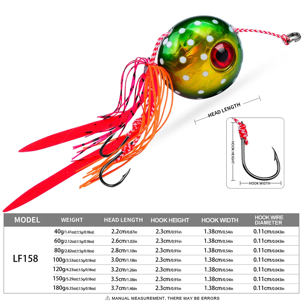PROBEROS 40-180g Metall-Jigköder 1 Stück Künstlicher Leuchtender Jig-Garnelenköder mit Gummischürze Metall-Angelköder Jigging-Köder für Salzwasser-Angeln – Detail 2