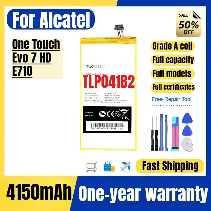 

Аккумулятор TLP041B2 для телефона Alcatel One Touch Evo 7 HD E710, высококачественный, большой емкости, сменный, класс А, с инструментом для замены.