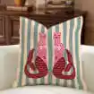 1pc Funky Earth Tone Throw Pillowcase, Maximalist Pink Green Cushion 2D Double-Side Print Polyester Cushion Case for Living Ro