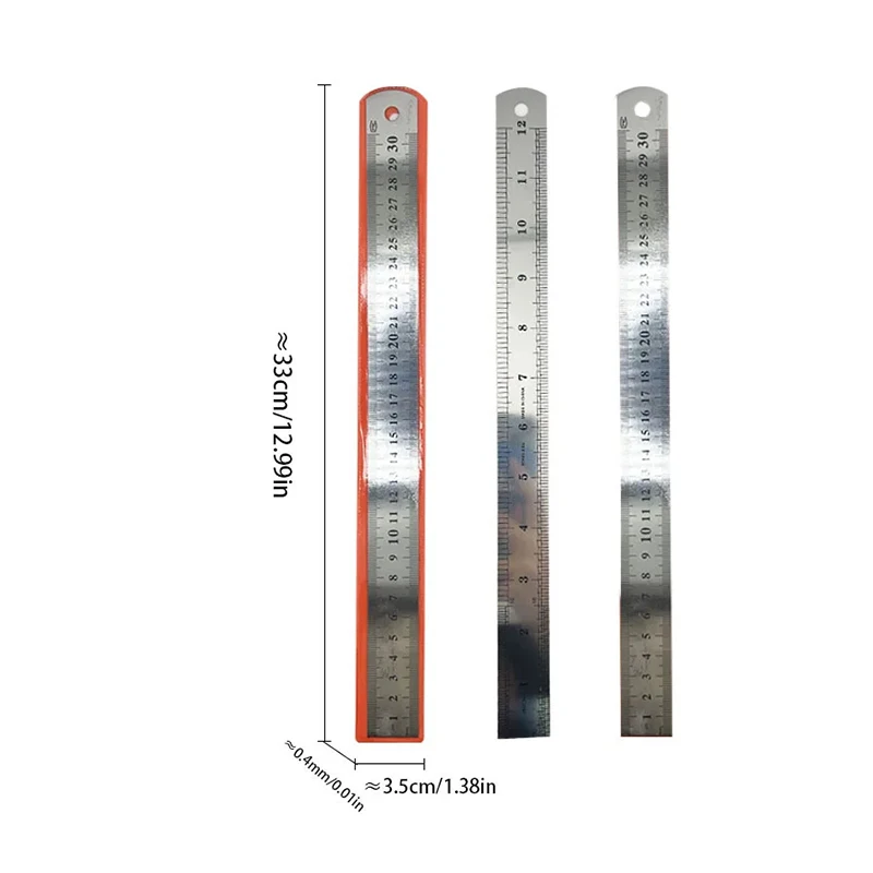 2PCS Metal Ruler, Steel Ruler with Inch and Metric,Stainless Steel Ruler Set ( 6,12 Inch),Easy to Read Inch, Mm, Cm, for School