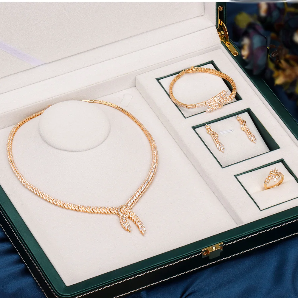 

Новый женский комплект украшений, ожерелье и серьги с кубическим цирконием, комплект свадебных украшений для женского бала, аксессуары для свадебной вечеринки