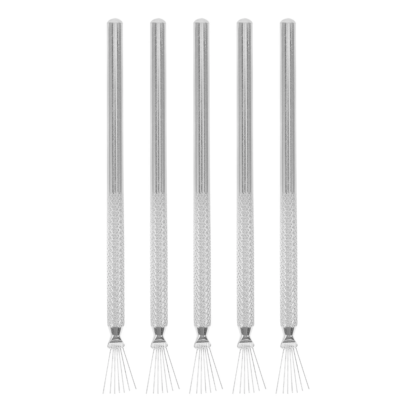 5Pcs Professional Nail Art Liner Brush Set Stainless Steel Bendable Fine Tip for Nail Design Precision Detailing Outline
