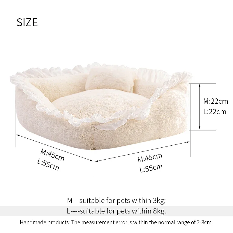 Cute Cats Bed Small Dog Bed, Winter Warm Sofa Bed Puppy Bed with Pillow, Non-slip Bottom, Full Removable and Washable