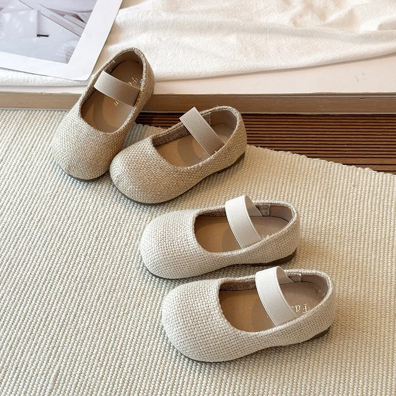 Knitted Shoe Upper 2026 New Style Breathable Retro Toe Cap Half Mouth Slipper Girls' Sandals Mesh Comfortable Soft Casual Shoe