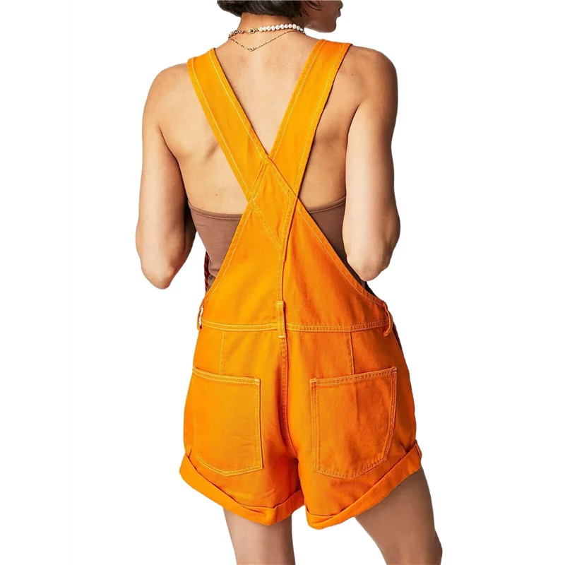 

Women Denim Shorts Overalls Summer Casual Loose Fit Adjustable Rompers Jean Jumpsuit Bib Shortalls-A55G