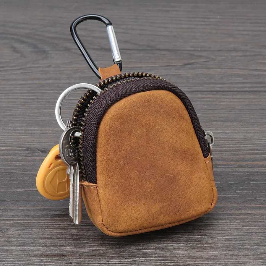 Pequena carteira original japonesa juventude moeda saco de mudança zíper couro do plutônio fone de ouvido saco chave pingente