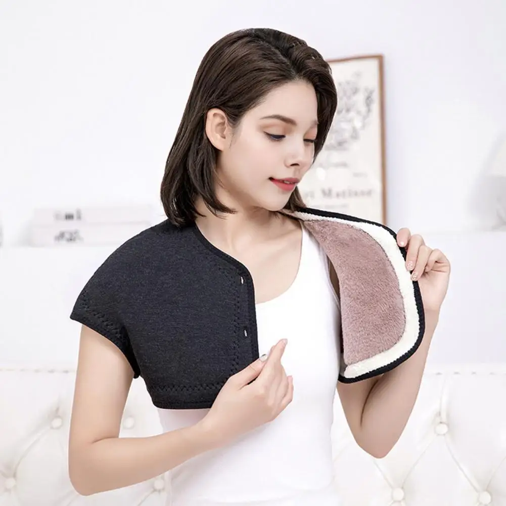 Scoop Neck Fleece Shoulder Wrap Winter Thermal Fleece Shoulder Brace Wearable Shoulder Wrap Shawl Coldproof Elderly Men Women