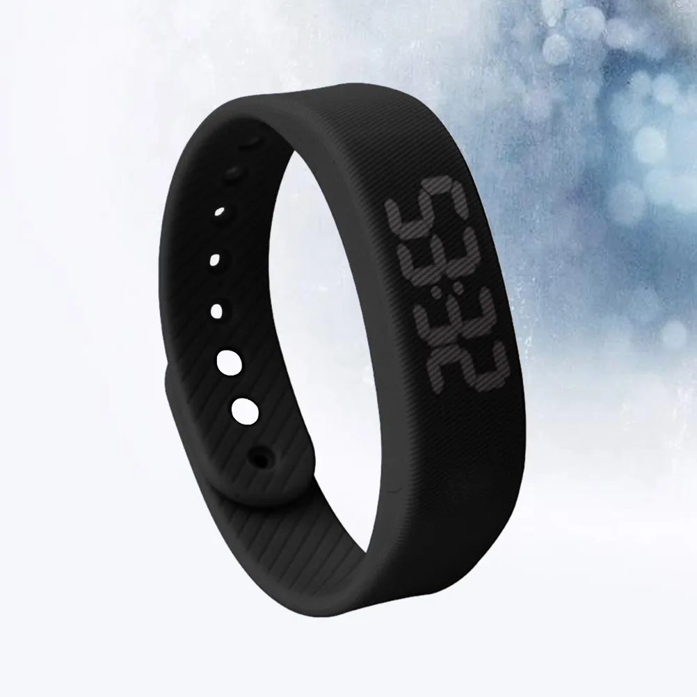 LED Digital Smartwatch Black Silicone Band Outdoor Wrist Watch Running Step Counter Fitness Tracker Exercise Memory Sports