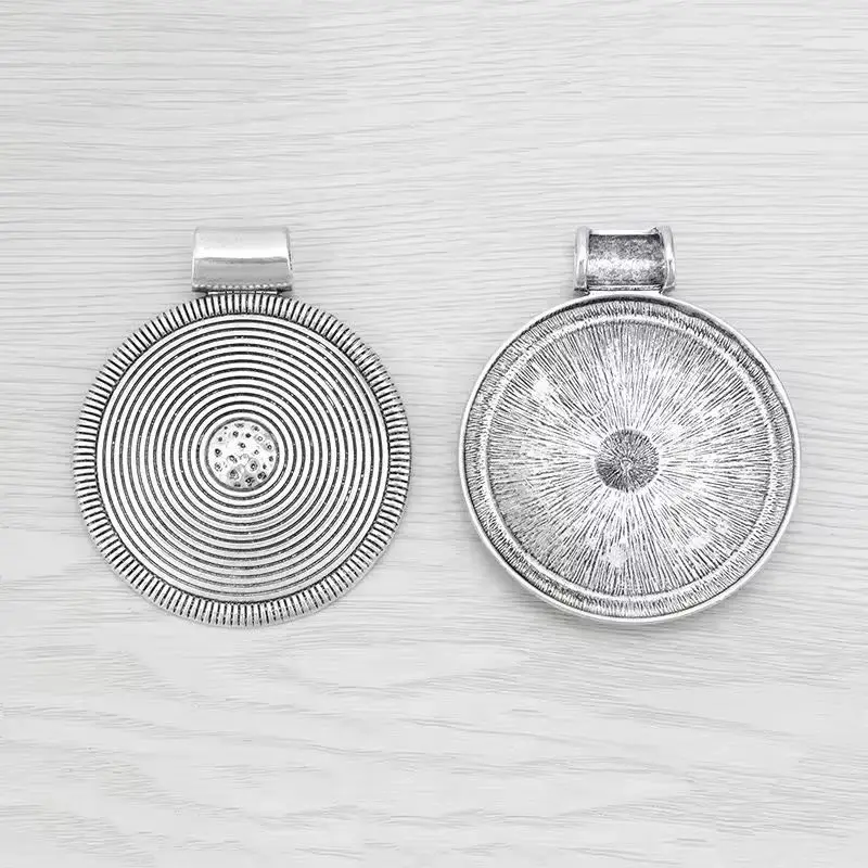 2 x Tibetan Silver Large Tribal Bohemia Boho Medallion Spiral Style Round Pendants for Necklace Jewelry Making Findings 82x68mm
