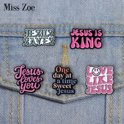 Love Like Jesus Saves Enamel Pins Custom Sweet Jesus Banner Brooches Lapel Badges Quotes Jewelry Gift for Kids Friends