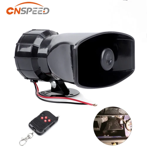 Alarma de advertencia para coche, sirena de fuego de policía, bocina, altavoz, accesorios para coche, altavoz de 12V con 7 sonidos, sirena electrónica inalámbrica de 130dB