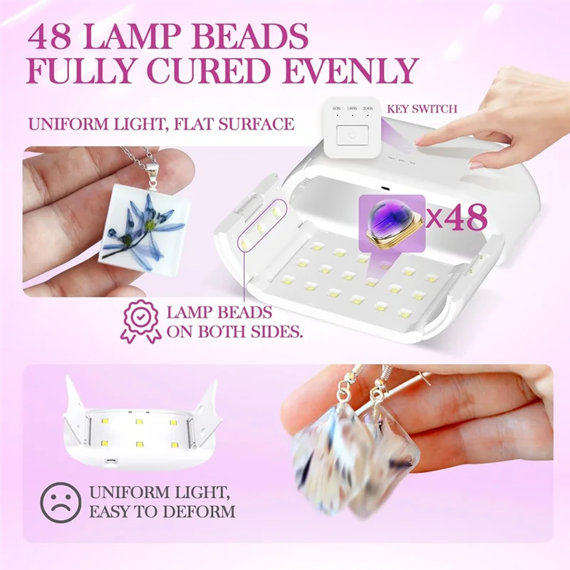 96W UV Resin Lamp:Double-Sided UV Lamp With Digital Display Timing Function-For Craft Decoration Jewelry Making US Plug-A79G